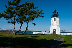 Newport Harbor Light in Small Park Overlooking Harbor